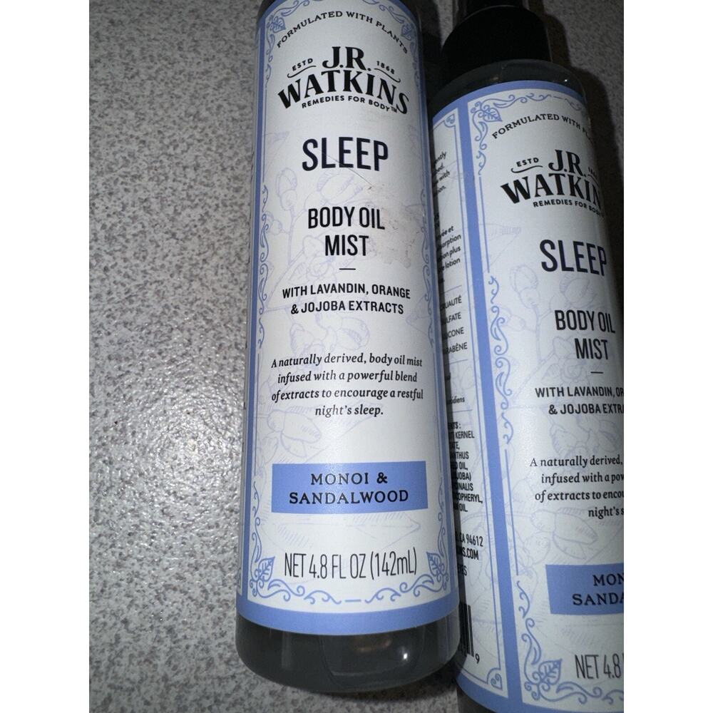 2 PACK J.R. Watkins Sleep Body Oil Mist, Hydrates Skin Monoi & Sandalwood, 4.8oz - Picture 2 of 3